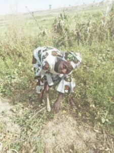 Talatu working on her farm