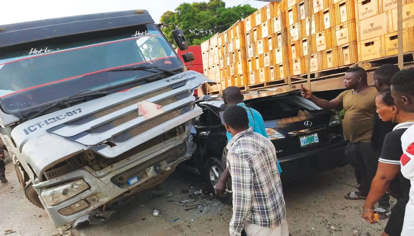 The accident scene. Photo- Facebook:Inside Edo