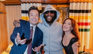 Jimmy Fallon, Burna Boy and Millie Bobby Brown