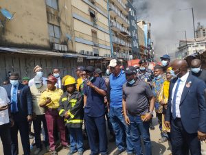 Sanwo-Olu visits scene of fire outbreak on Lagos Island, sets up probe committee
