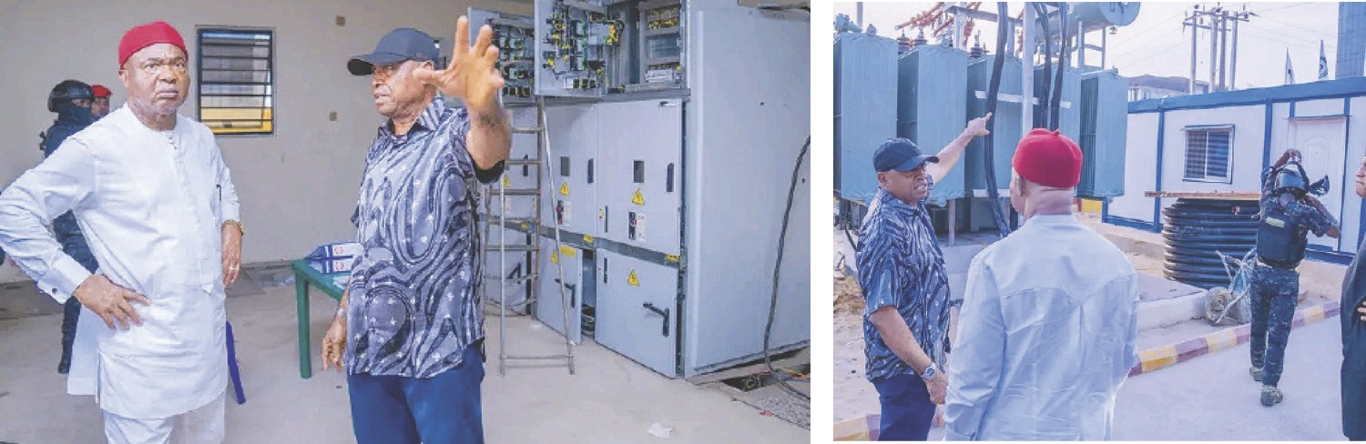 • Governor Hope Uzodimma listening to explanation from Project Manager, Engineer Chinese Nwachukwu