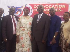 Prof. Agboola (middle) flanked by OOU principal officers