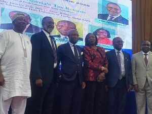 Tolani Sule, Prof. Sanni, Chief Olanipekun, Prof. Ogunsola and other dignitaries at the UNILAG lecture
