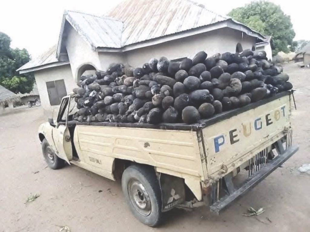 Burnt yam tubers
