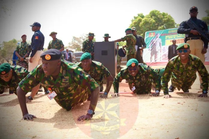 Chief of Army Staff, Lieutenant General Waidi Shaibu at the closing ceremony of the graduating from Exercise Restore Hope IX