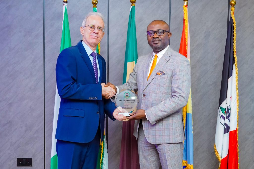 Minister of Interior Dr Olubunmi Tunji-Ojo and Turkish Ambassador to Nigeria Mehmet Poroy