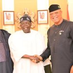 President Bola Tinubu with Senate President Godswill Akpabio and Akwa Ibom Governor Umo Eno in Aso Rock. Photo credit- State House.