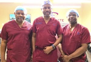 The team of surgeons from left- Prof Yusuf Oshodi, Prof Kingsley Ekwueme and Dr Olaolu Alalade