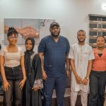 From left: Adekunle Dixon; first beneficiary, Joylyn Jacobson; Fathia Olopade (Sodiq’s cousin), co-ordinator of the initiative, Dr. James Nnowaluem; second beneficiary, Sodiq Olopade; Christiana (Joylyn’s cousin); and Marianna Orji, at the presentation of the AI-smart glasses