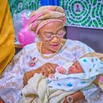 First Lady of Nigeria, Oluremi Tinubu holding Baby Adakole, born at 12 midnight at the Federal Medical Centre, Jabi on Thursday 1st January 2026
