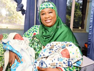 Minister of State for the Federal Capital Territory (FCT),  Mariya Mahmoud during First Baby of the year visit in Abuja on Thursday, January 1st 2025