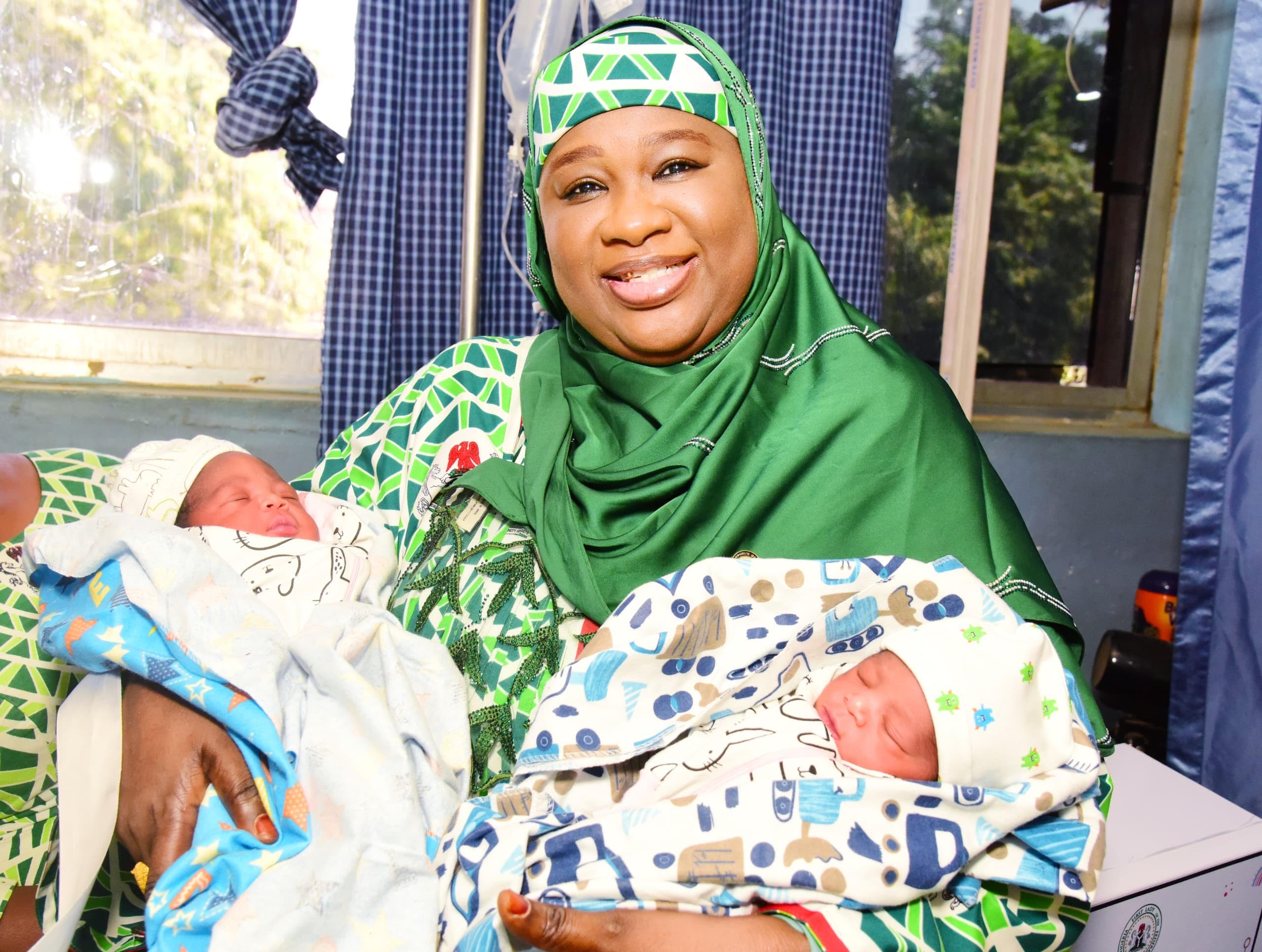 Minister of State for the Federal Capital Territory (FCT),  Mariya Mahmoud during First Baby of the year visit in Abuja on Thursday, January 1st 2025