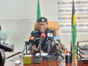 The new Delta state Police Commissioner, CP Aina Adesola delivering his inaugural speech on assuming of office today