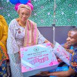 Wife of Vice President Hajia Nana Shettima, First Lady of Nigeria, Senator Oluremi Tinubu with the Father of Baby Adakole, Mr Adakole Acheme. Baby Adakole was born at Federal Medical Centre, Jabi at 12 midnight on Thursday 1st January, 2026