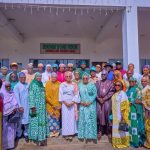 First Lady of Nigeria Oluremi Tinubu (M) flanked on her immediate left by the Wife of the Vice President Hajia Nana Shettima, Minister of State for the FCT Hajia Mariya Mahmoud and on her immediate right by the Minister of Women Affairs, Hajia Iman Suleiman Ibrahim and others during the First Layds visit to the Federal Medical Center, Jabi to welcome the Baby of the Year, baby Adakole born at 12 midnight on Thursday 1st January, 2026