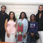 L-R: UK-based professional boxer Odera Okwuvosa, Chairman/CEO, Nigerians in Diaspora Commission, Abike Dabiri- (m), Ms Chinyenwa Amadi, popularly known as Chibeda, a biker who travelled on her bike from Lagos to Paris, France on initiative of creating awareness for cancer disease and Henry Okwvosa during the visit at the Ikeja office of NIDCOm over the weekend
