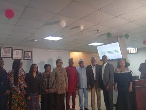 L-R: Director, Drug Registration and Regulatory Affairs (DRR), Mrs. Sonny-Afoekelu Uchenna;  Director, Food Safety and Applied Nutrition (FSAN), Mrs. Edwards Eva; Director General, Prof. Moji Adeyeye; Director, Narcotics and Controlled Substances (NCS), Dr. Momodu Omamegbe Rametu; Director, Laboratory Services Food, Mr. Babatunde Yusuf; Director, Ports Inspection Directorate, Mr. Olaniran OLakunle; Director, Drug Evaluation and Research (DER), Mr. Amuda Kayode Isiaka; Director, Information Communication and Technology (ICT), Mr. Olufemi Balogun and Deputy Director, Public Relations, Mrs. Christiana Obiazikwor