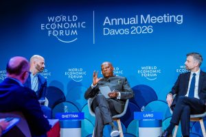 Nigeria’s Vice President Kashim Shettima at a panel discussion at the World Economic Forum in Davos, January 22, 2026