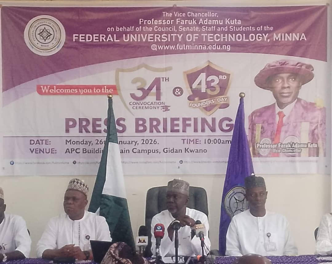 FUT Minna to graduate 5,297 students, 111 with First Class Jan 26, 2026