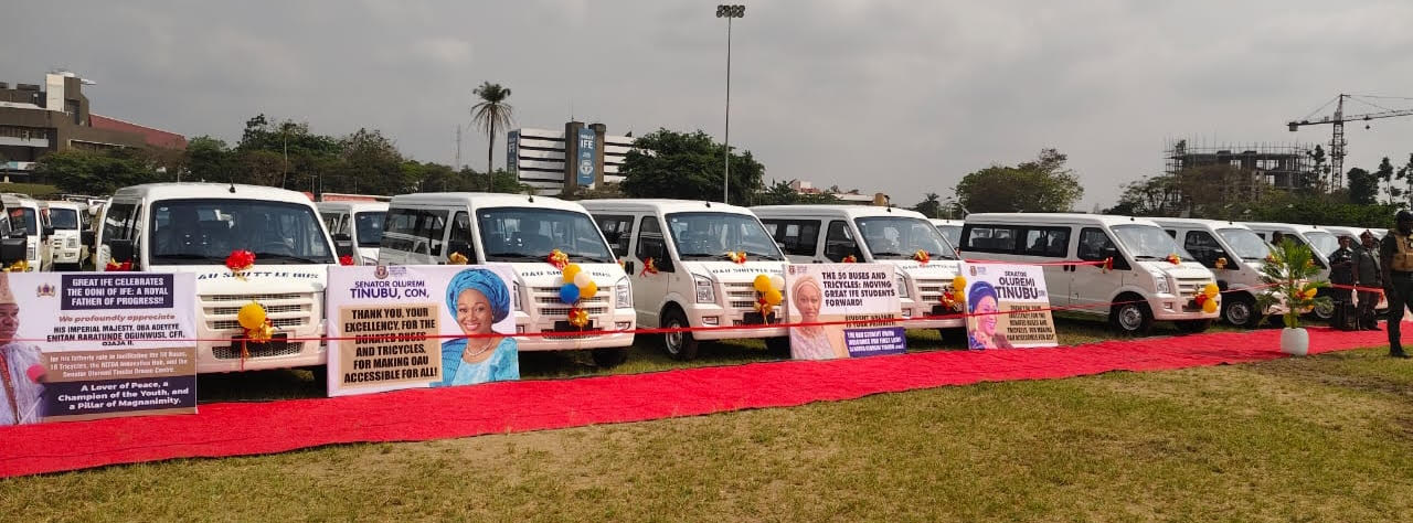 Mrs Tinubu donates 50 buses, 30 tricycles to OAU