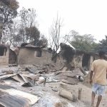 Buildings razed by the attackers in Okporojo