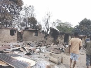 Buildings razed by the attackers in Okporojo