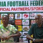 Coach Aduku (right) with Captain Joy Igbokwe at Friday’s press conference.