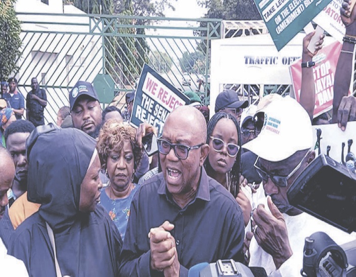 Obi, CSOs, activists occupy NASS over Senate’s rejection of electronic transmission of election results Feb 10, 2026