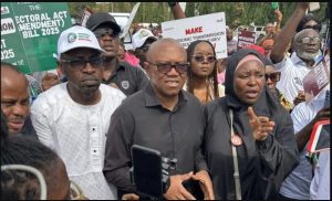 Obi, Yesufu lead Electoral Act protest as activists besiege National Assembly
