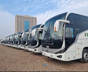 Some of the 80 Yutong luxury buses assembled in Lagos by Chisco Transport for the new ‘Drive-To-Win’ project