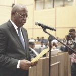 Justice Joseph Olubunmi Oyewole being sworn in as Justice of Supreme Court by Chief Justice of Nigeria, Justice Kudirat Olatokunbo Kekere-Ekun, in Abuja, yesterday
