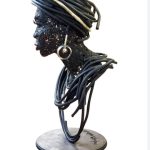 “Okpotso,” annealed wire and pipes, 33×18 inches, by Ibrahim Afegbua
