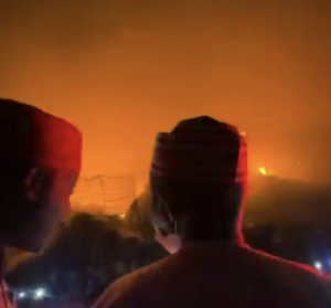 Kano Governor Yusuf at scene of Singer Market fire incident