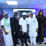 Her Excellency, Ambassador Deborah Iliya, Nigerian Ambassador to Republic of Congo (left); President, The Global Clusters, Dr Adekunle Azeez Badmus (middle); Patron, Dr Michelle Ukoh (3rd right); Prof. Chinedu Ogwus (3rd left);  Dr. Amos Fayehun (4th right); Mr Israel Bolaji (right) and others, at the launch of SparkHubs in Lagos, on Tuesday.
