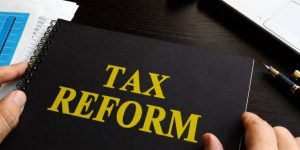 Tax reform on an office desk.