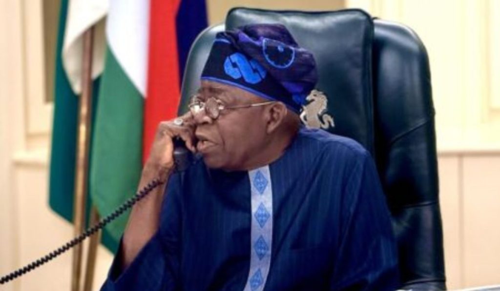 Tinubu on a phone call