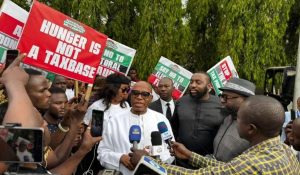 Amaechi at the Electoral Act protest in Abuja