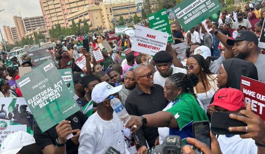 Peter Obi leads protest