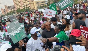 Peter Obi leads protest