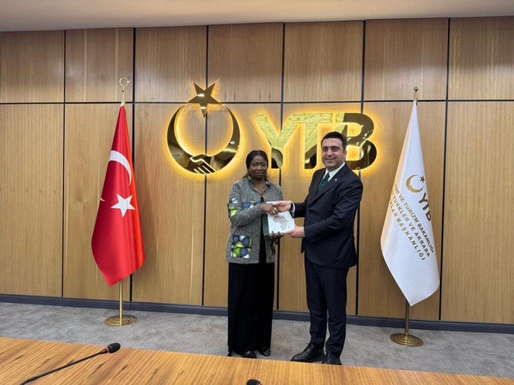 Nigerians in Diaspora Commission (NiDCOM) Chairman/CEO Abike Dabiri-Erewa with head of  Türkiye’s Presidency for Turks Abroad and Related Communities (YTB) in Ankara, Abdulhadi Turus, after the signing