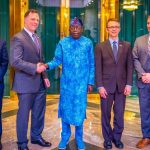 Charge D’Affairs U.S Embassy in Nigeria, Keith Heffern, Commander AFRICOM, General Dagvin Anderson, , President Bola Tinubu, Senior Foreign Policy Adviser, AFRICOM, Peter Vrooman, Command Sergeant Major Garric M. Banfield, Command Senior Enlisted Leader, United States Africa Command (AFRICOM), when the AFRICOM delegation paid a visit to President Tinubu on Sunday, 8 February 2026, in Abuja
