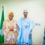 Minister of Women Affairs and Social Development Imaan Suleiman-Ibrahim with Managing Director of Oil and Gas Free Zones Authority (OGFZA) Bamanga Usman Jada, when latter paid a courtesy call to her office
