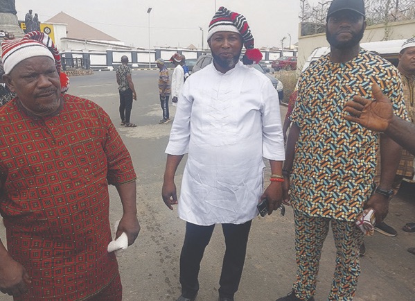 • Some of the fellow contestants during the protest