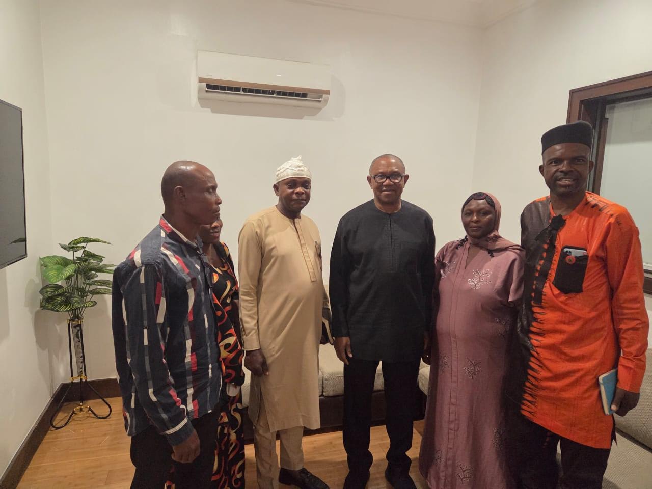Mr. Peter Obi with the ASVAN officials, including the National President, Comrade Obijuru, at his right.