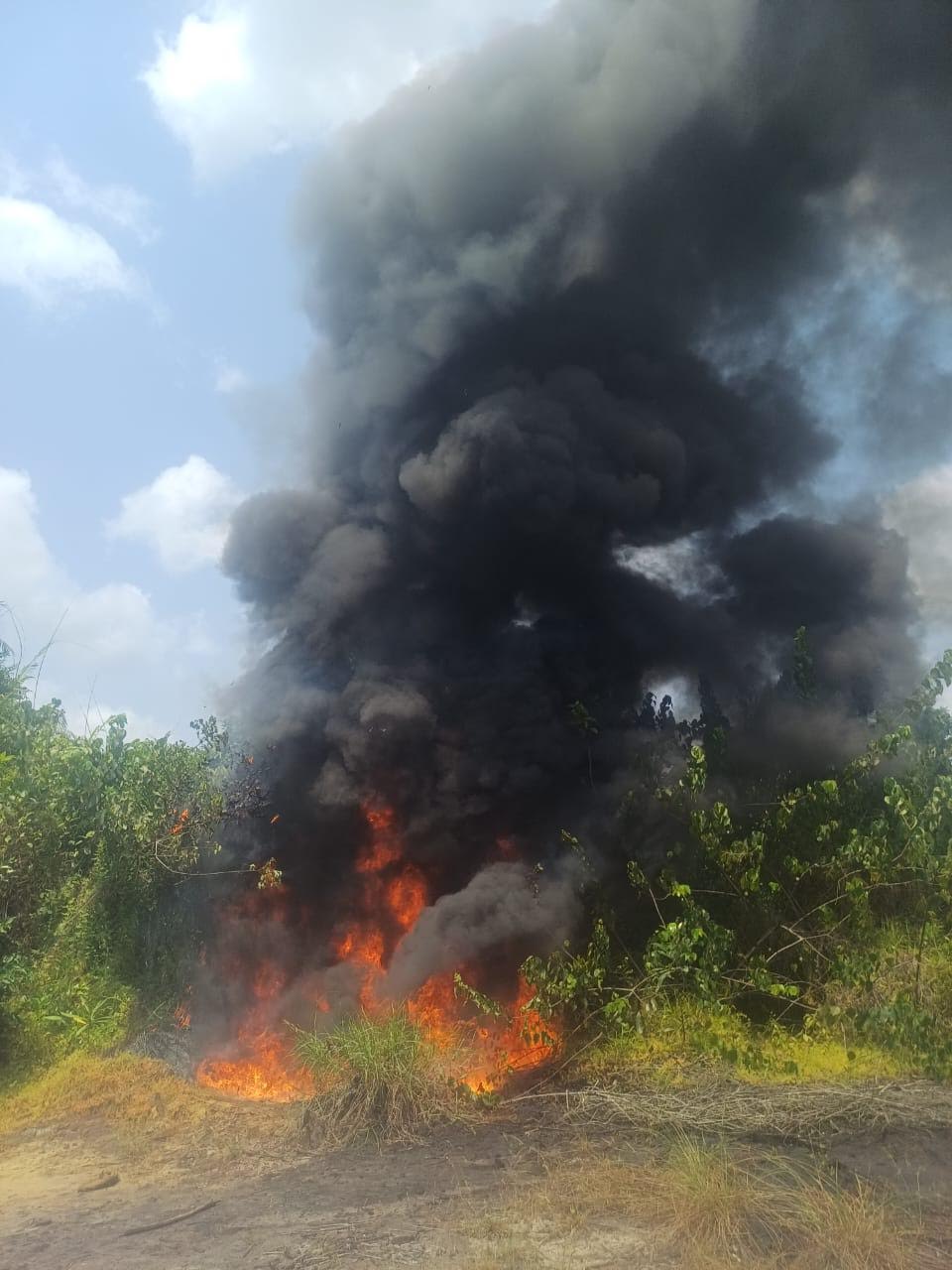 Nigerian Navy destroys illegal crude oil storage site in Rivers