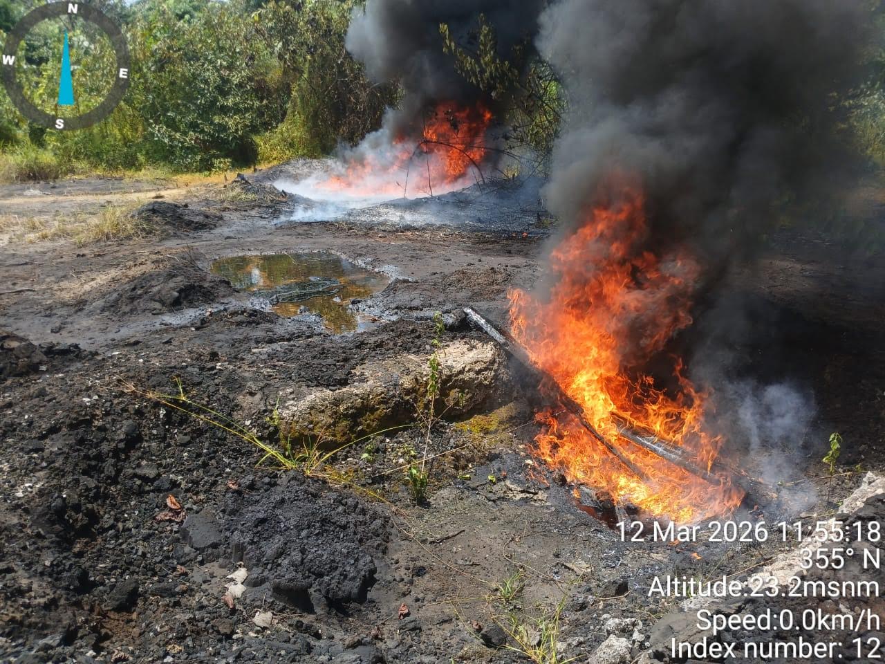 Nigerian Navy destroys illegal crude oil storage site in Rivers