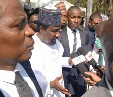 Deputy President of the Senate Senator Barau Jibrin addressing journalists at the National Eid Ground in Abuja on Friday after Eid prayers, Friday, March 20, 2026