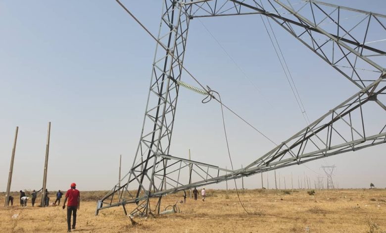 damaged electricity tower