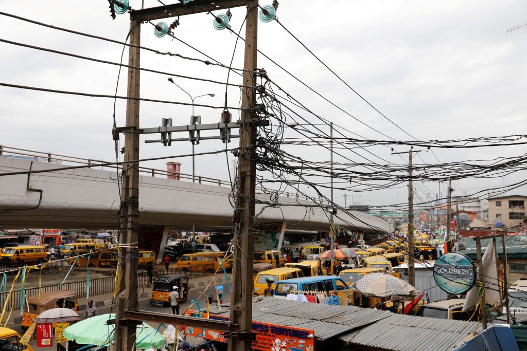 FILE PHOTO: Electric wires are pictured in Ojuelegba district in Nigeria’s commercial capital Lagos