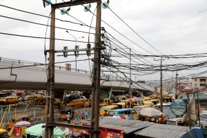 FILE PHOTO: Electric wires are pictured in Ojuelegba district in Nigeria’s commercial capital Lagos